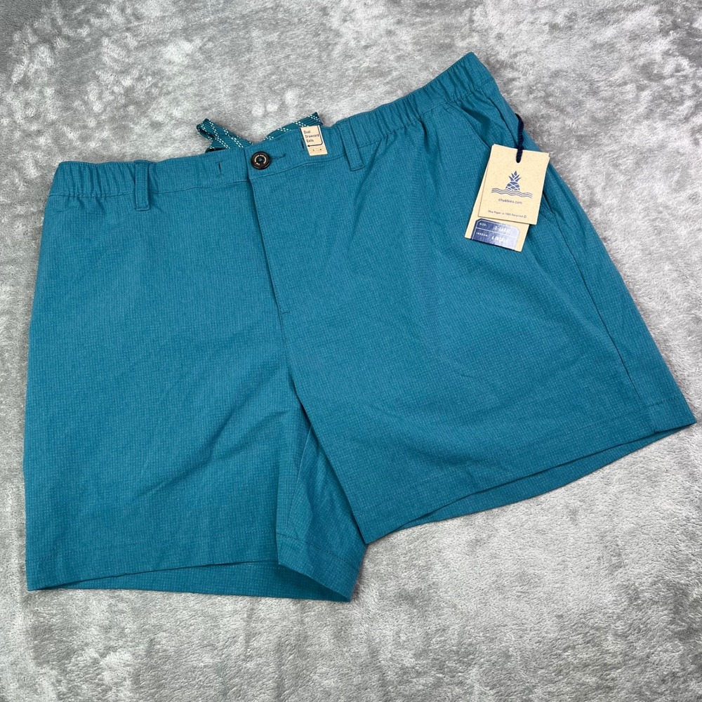 Chubbies Breezetech Everywear Shorts Mens XL Teal Blue Solid 6in Inseam Stretch